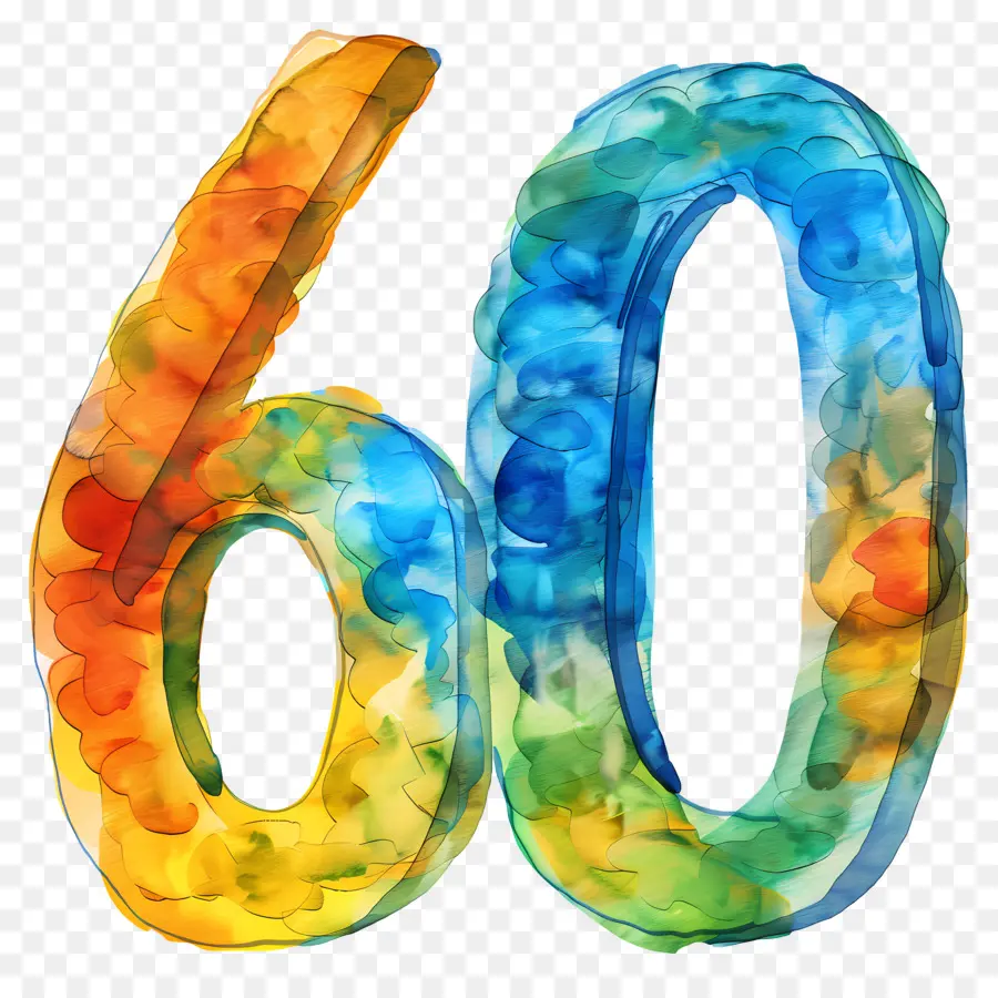 Número 60，Aquarela PNG