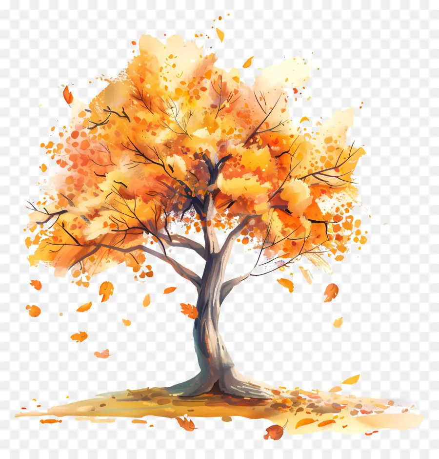 Autumn Tree，Folhas Caindo PNG