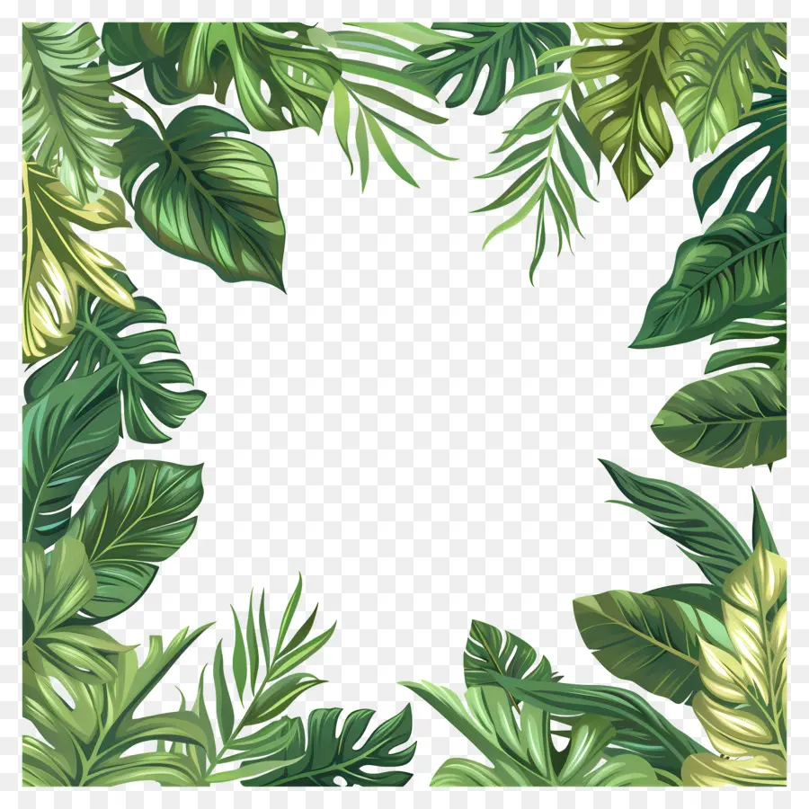 Borda De Folhas Tropicais，Tropical Folhas PNG