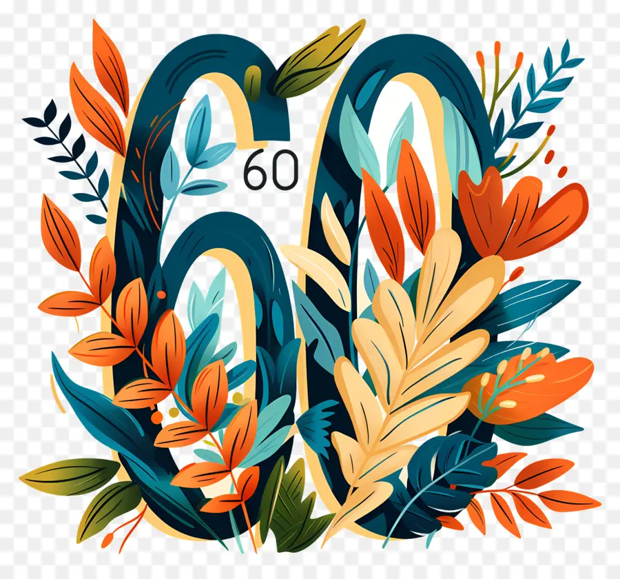 Número 60，Arranjo De Flores PNG