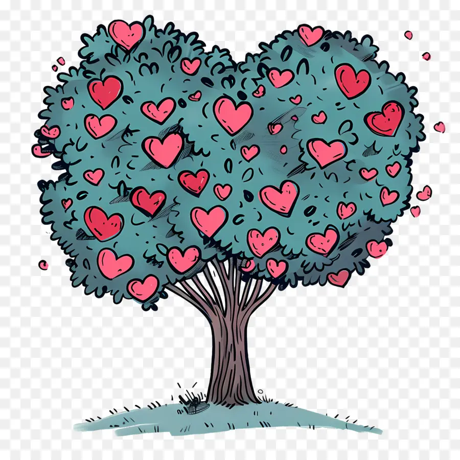 Cartoon árvore，Amor PNG