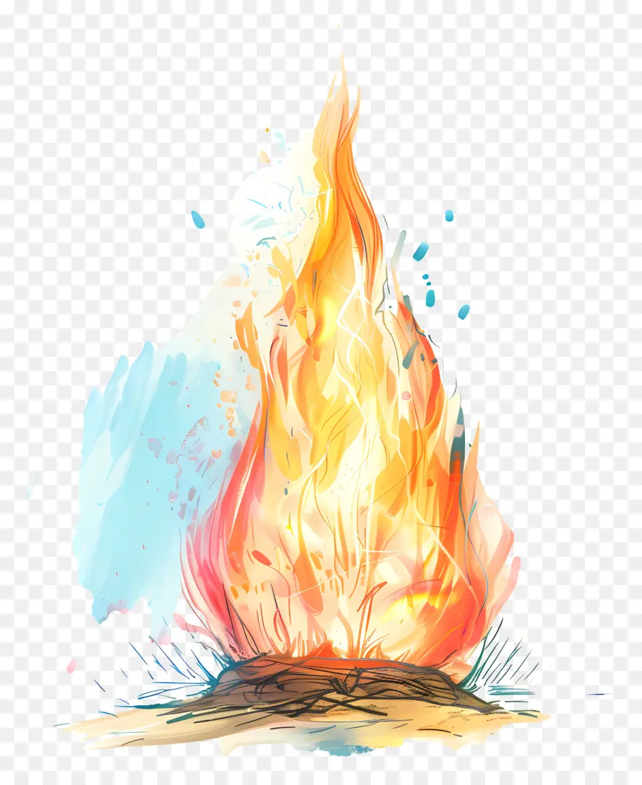 Cartoon Fogo，Campfire PNG