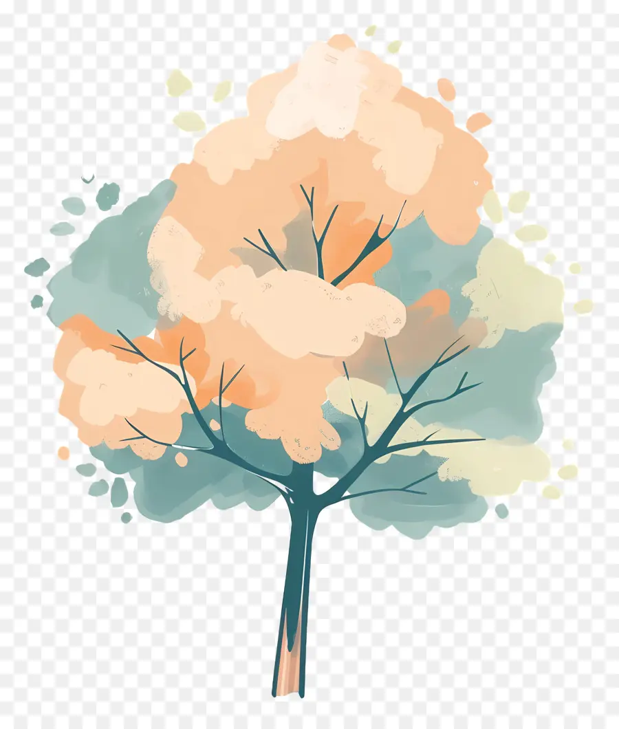 Cartoon árvore，Aquarela árvore PNG