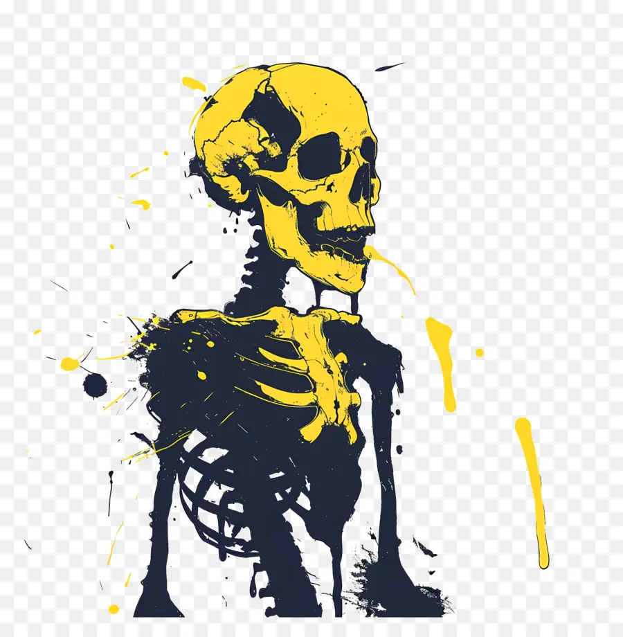 Esqueleto，Preto E Amarelo PNG