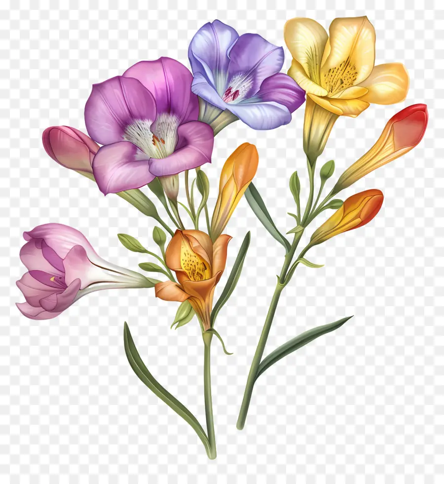 Flor Freesia，Flores Silvestres PNG