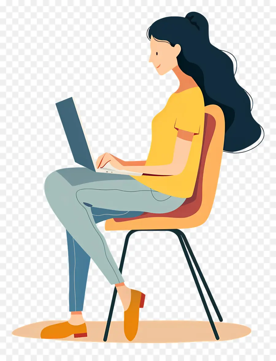 Mulher De Trabalho，Trabalhando No Laptop PNG