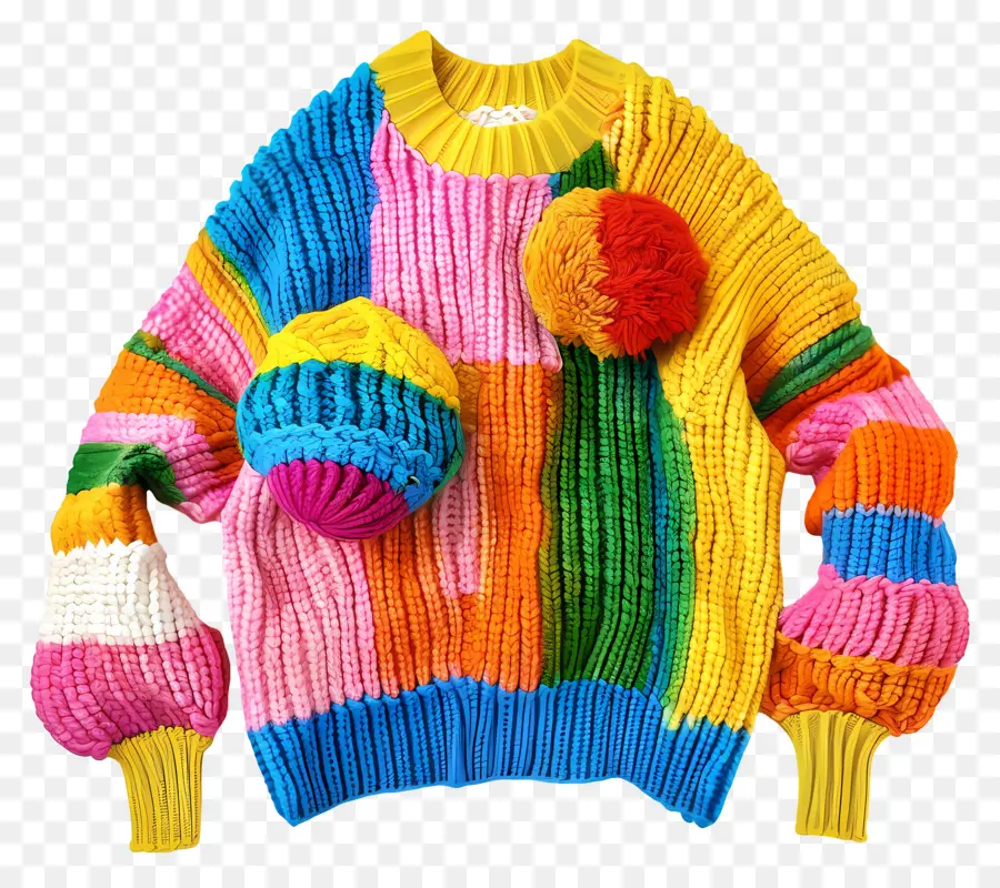 Suéter De Tricô，Multicolorida PNG
