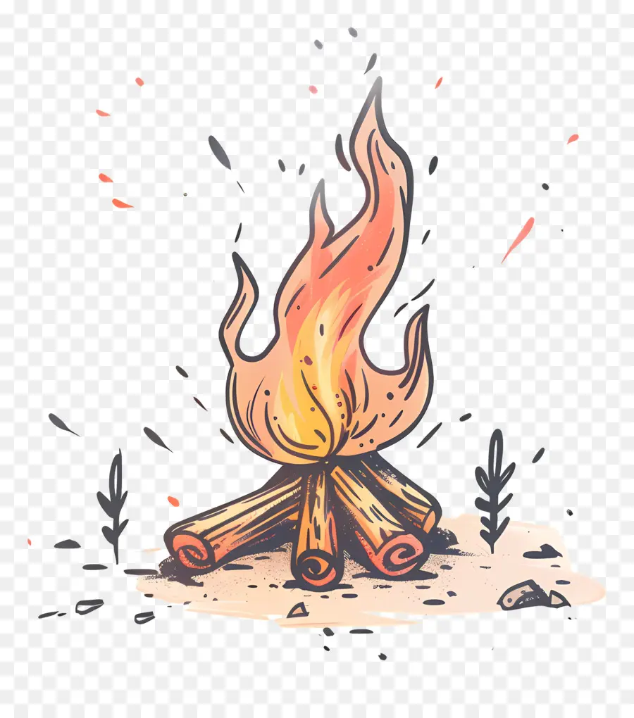 Cartoon Fogo，Campfire PNG