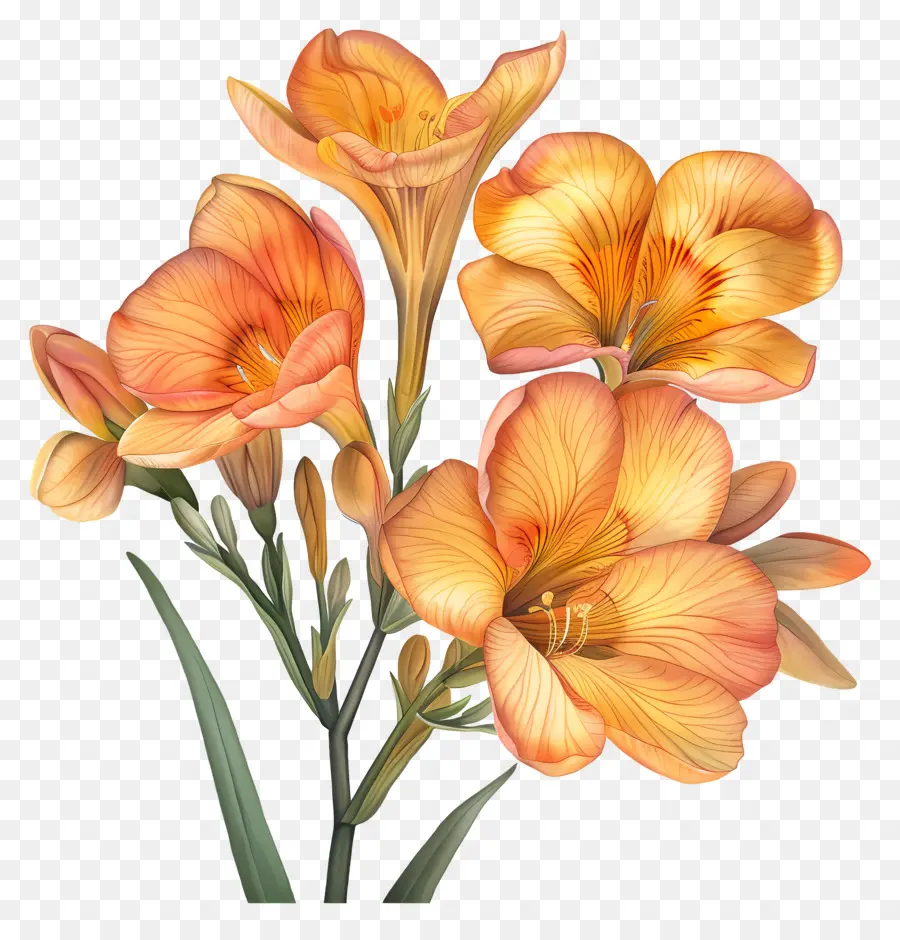 Flor Freesia，Flores De Laranja PNG