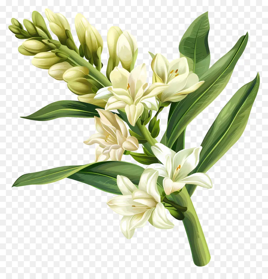 Tuberosa Flor，Lírio Branco PNG