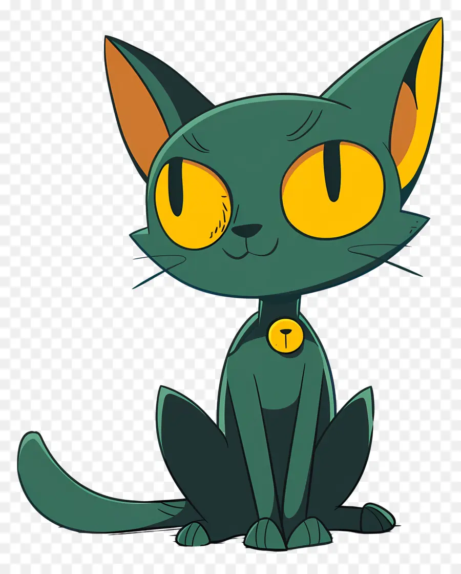 Gato Dos Desenhos Animados，Verde Gato PNG