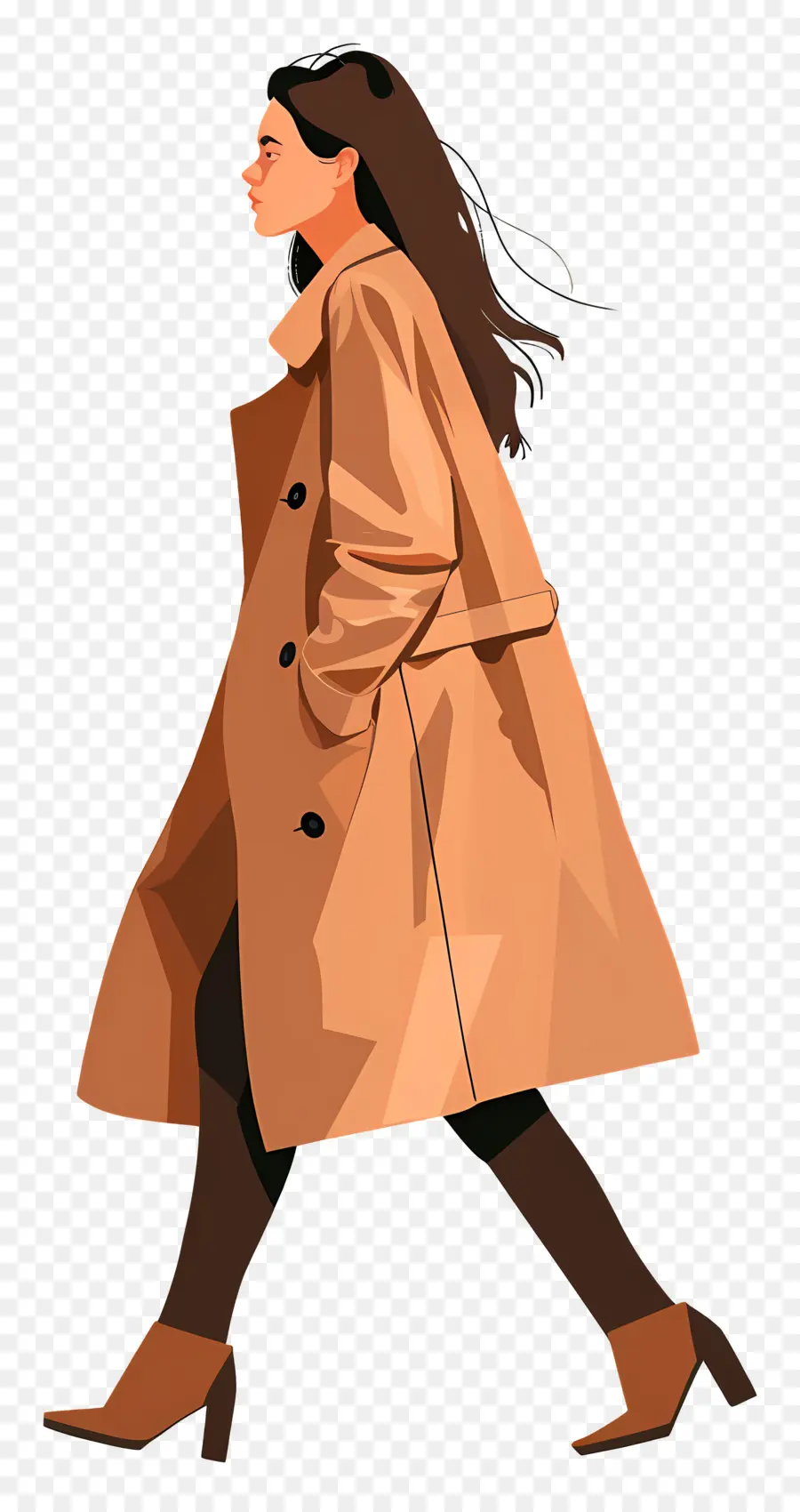 Andando Mulher，Trench Coat PNG