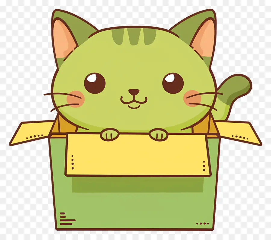 Gato Na Caixa，Verde Gato PNG