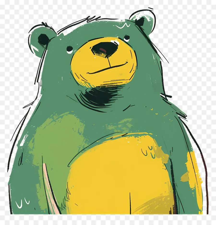 Desenho Animado Do Urso，Listras Verdes E Amarelas PNG