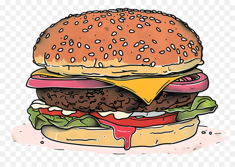 Burger De Desenhos Animados，Hamburger PNG