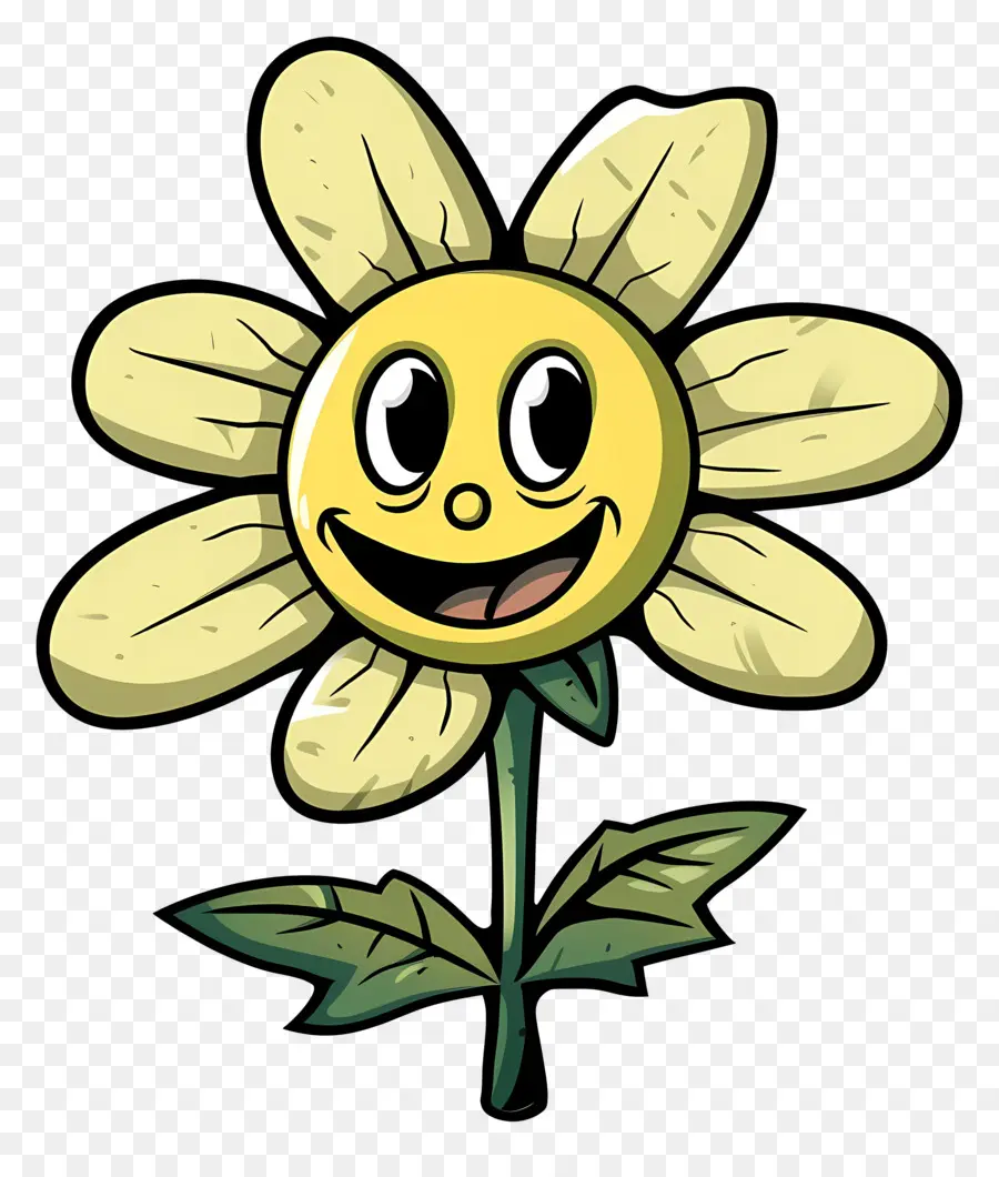 Cartoon Flor，Daisy Smiley Face PNG