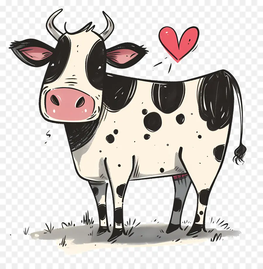 Cartoon Cow，Preto E Branco De Vaca PNG