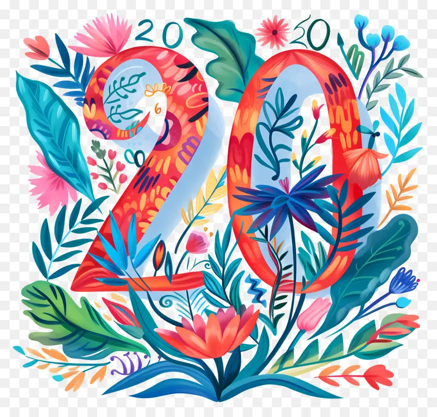Número 20，Design Floral PNG