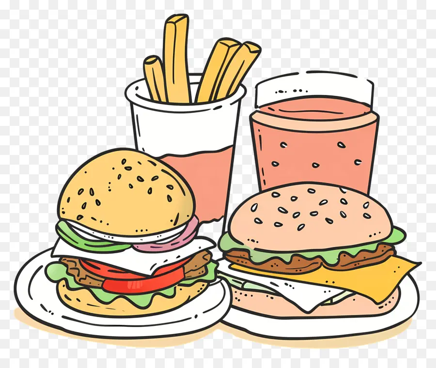Cartoon De Alimentos，Hamburger PNG