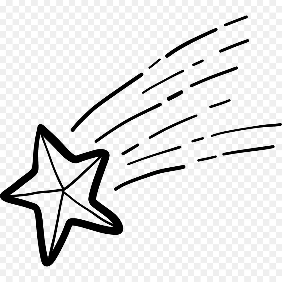 Estrela Cadente，Desenho A Preto E Branco PNG
