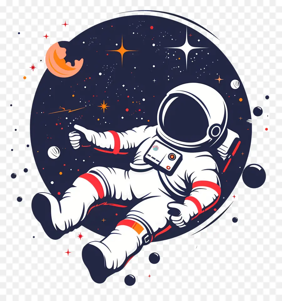 Astronauta Flutuando，Lua PNG