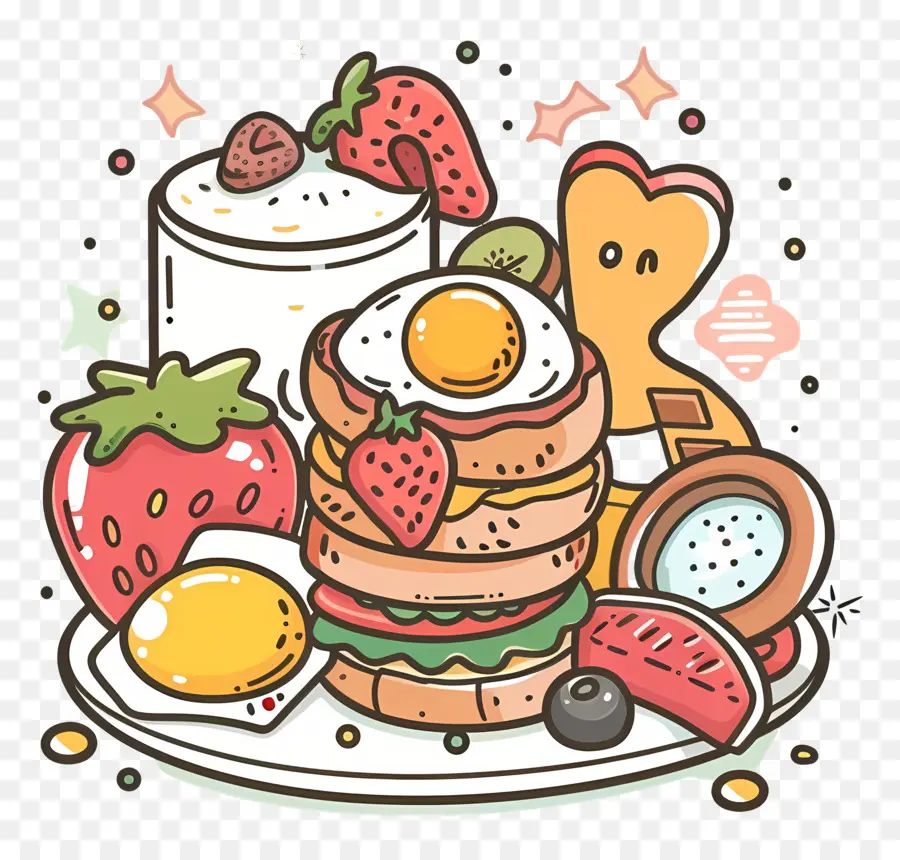 Cartoon De Alimentos，Pequeno Almoço PNG