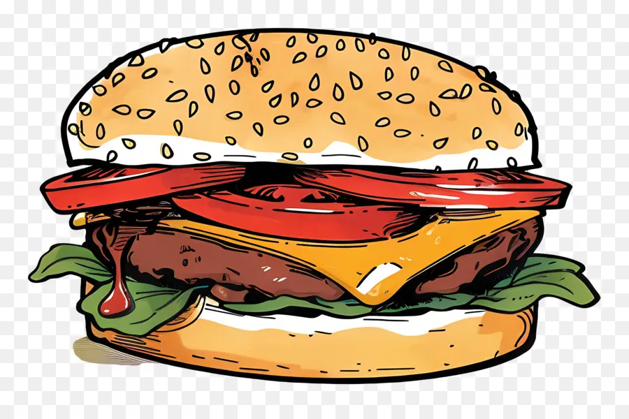Burger De Desenhos Animados，Hamburger PNG