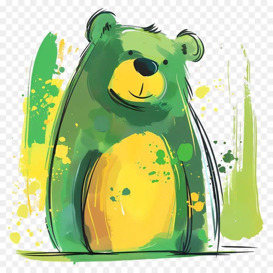 Desenho Animado Do Urso，Verde Urso PNG