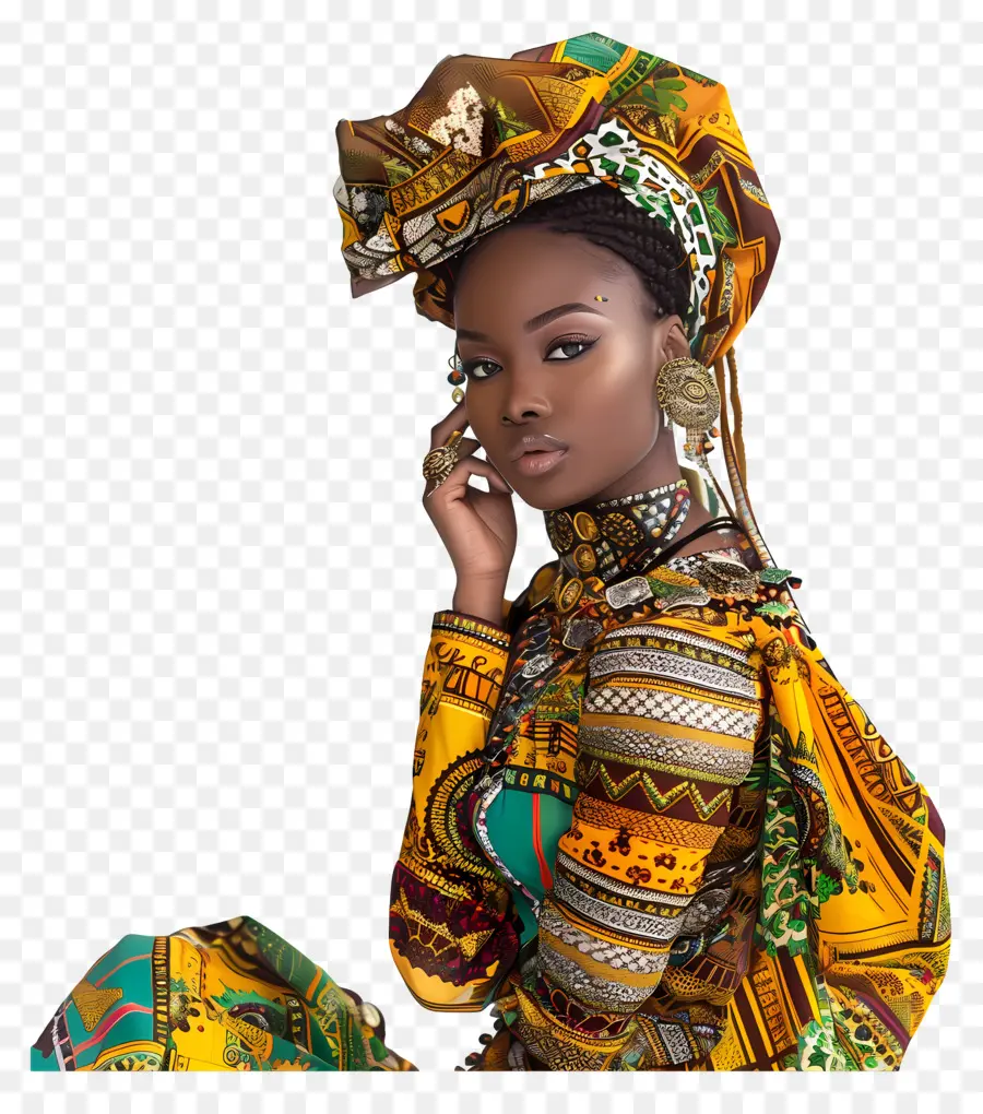 Mulher Africana，Roupas Tradicionais Africanas PNG