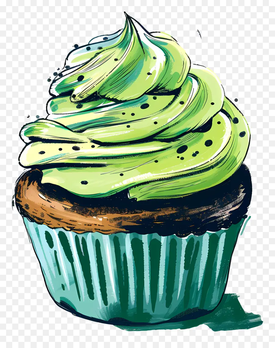 Cupcake，Bolo Verde PNG