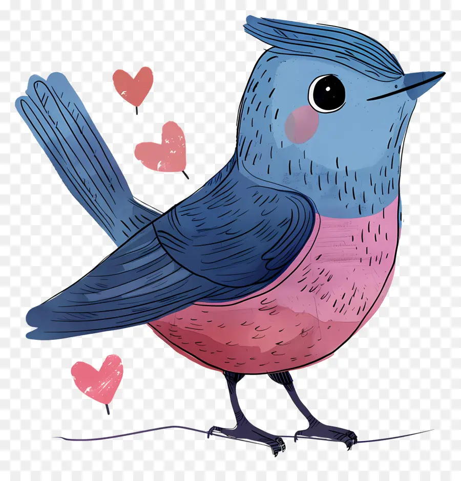 Cartoon Pássaro，Asas Em Forma De Coração PNG