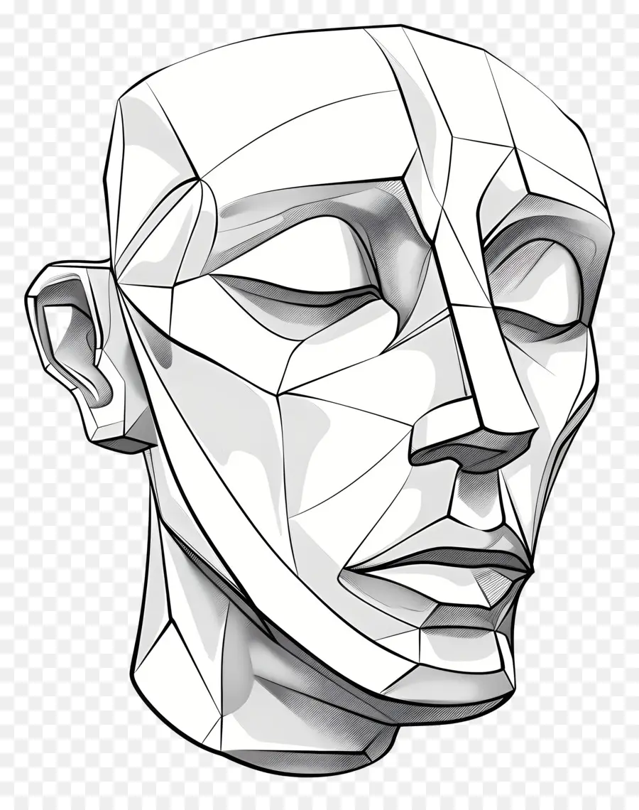 Cabeça De Escultura，Face Do Triângulo PNG