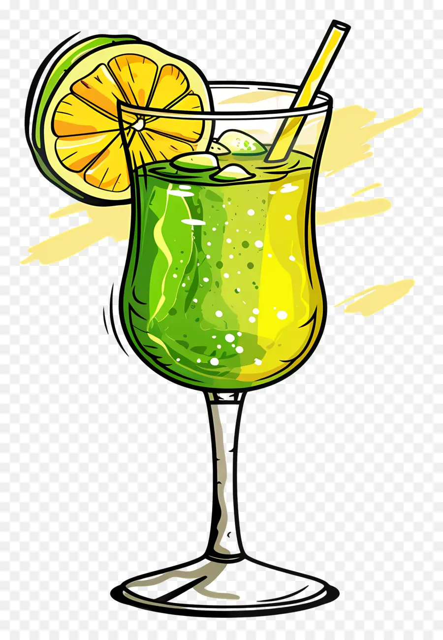 Coquetéis De Desenho Animado，Bebida Verde De Limão PNG