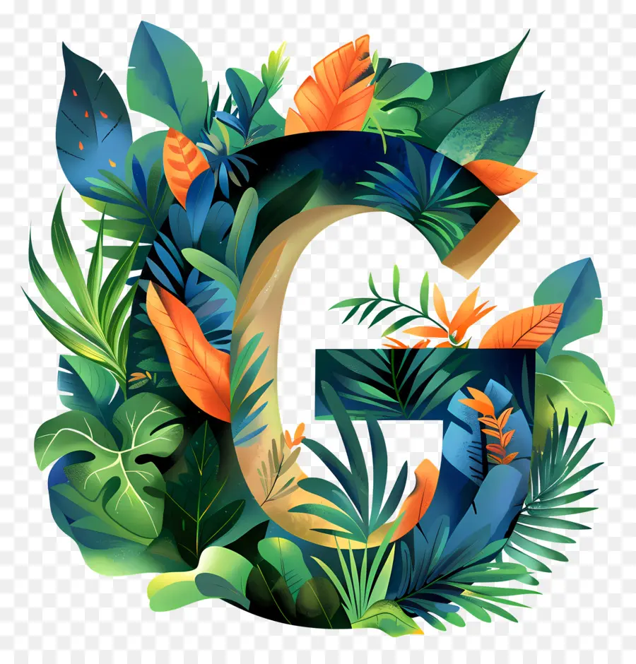 Letra G，Plantas Tropicais PNG