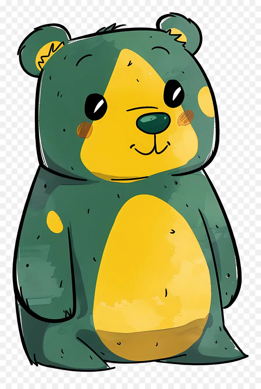 Desenho Animado Do Urso，Camisa Listrada Verde E Amarela PNG