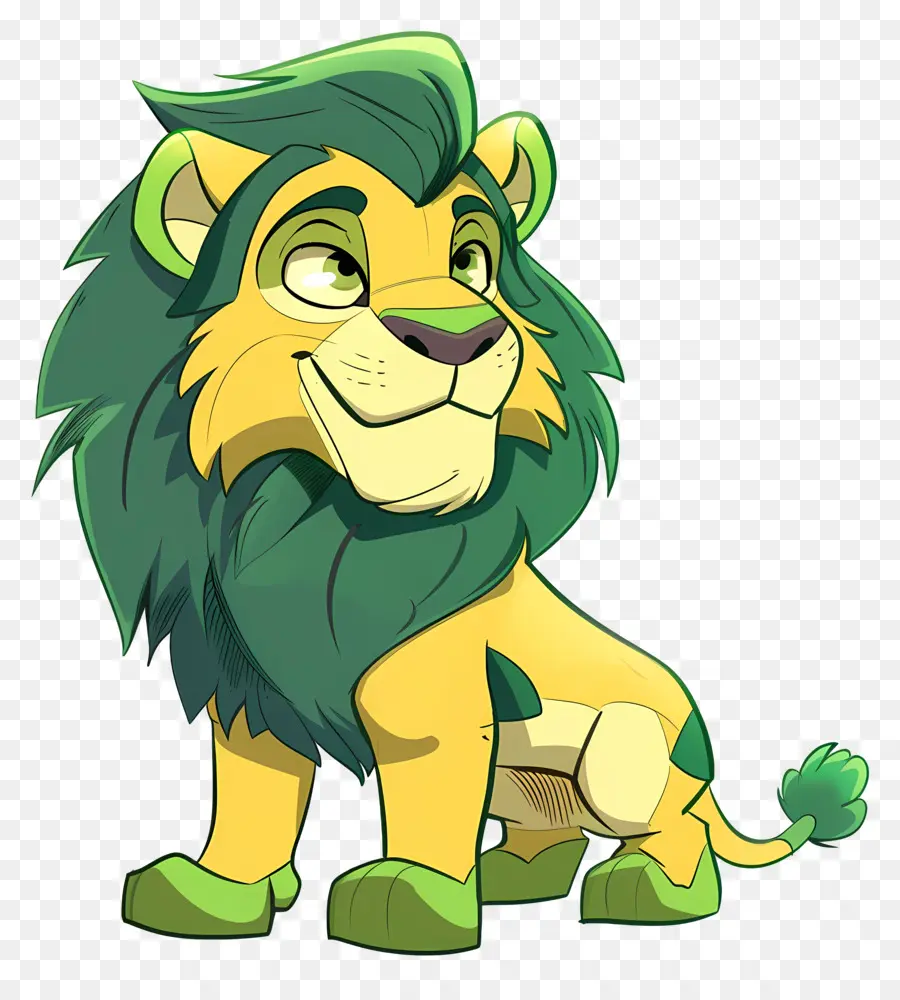 Desenho Animado Leão，Olhos Verdes PNG