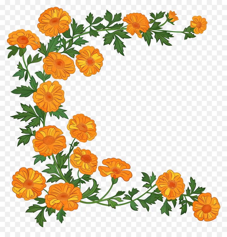 Marigold Garland，Flores De Laranja PNG