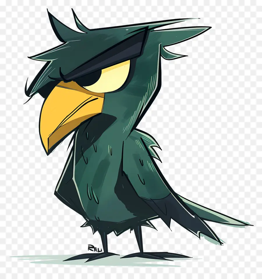 Cartoon Corvo，Pássaro Verde PNG