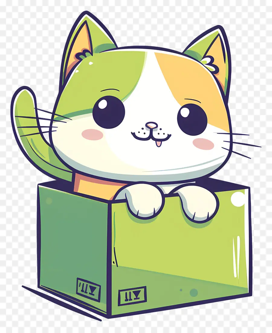 Gato Na Caixa，Gato Dos Desenhos Animados PNG