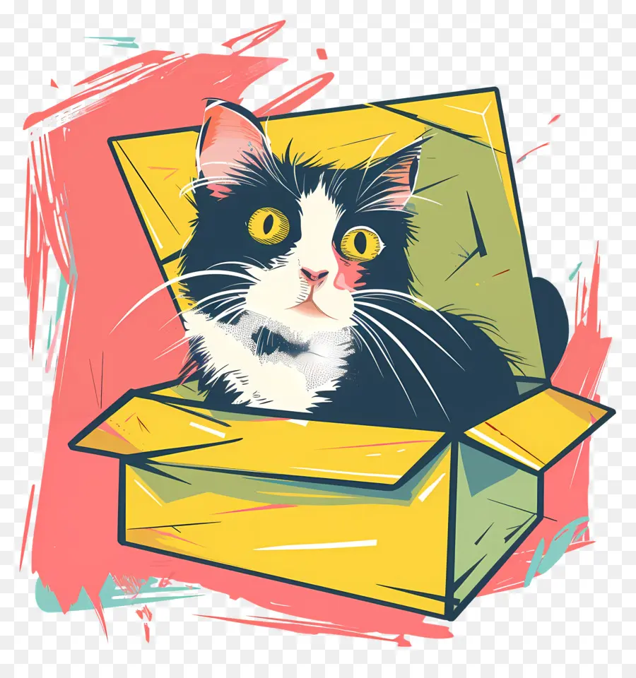 Gato Na Caixa，Gato Dos Desenhos Animados PNG