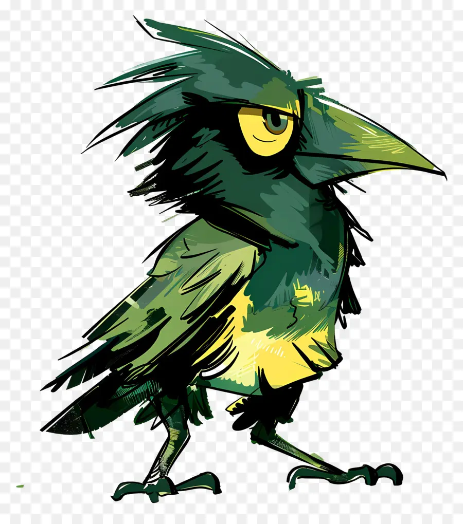 Cartoon Corvo，Pássaro Verde PNG