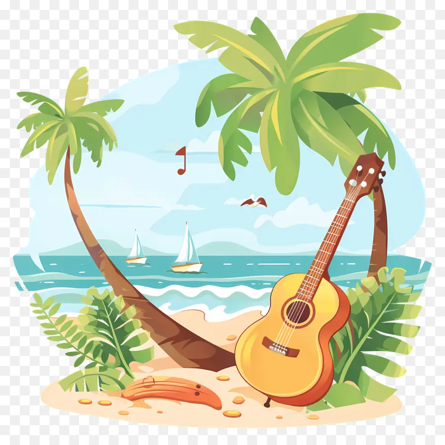 Músicas De Praia，Guitarra Na Praia PNG