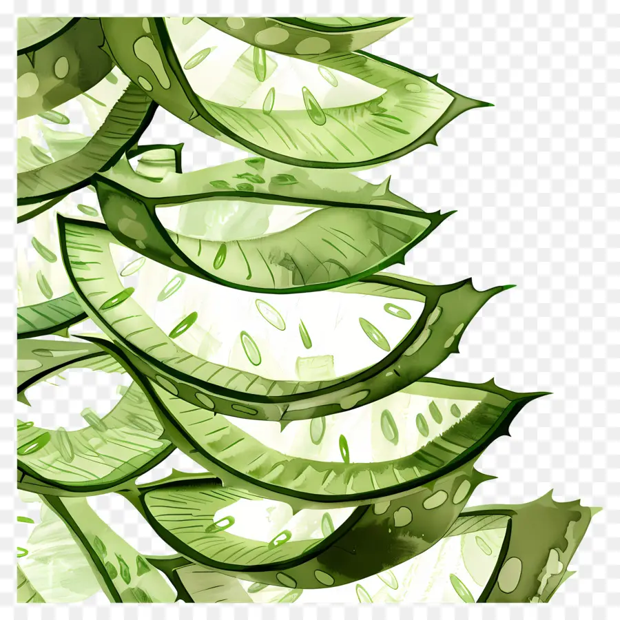 Fatias De Aloe Vera，Pepino PNG