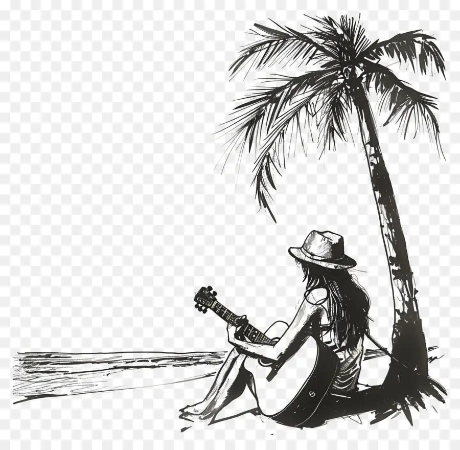 Músicas De Praia，Menina Com Guitarra PNG