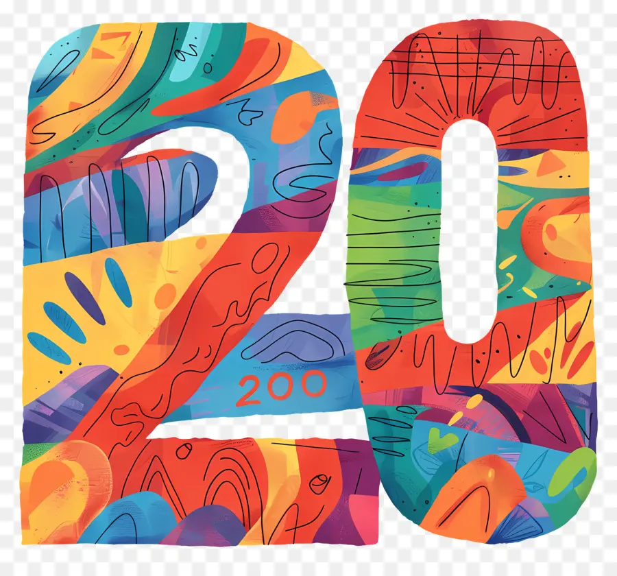 Número 20，Número Colorido 20 PNG