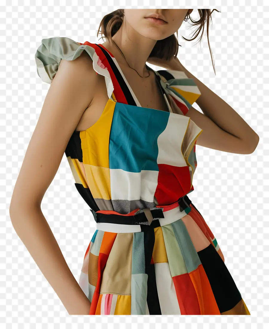 Fashion Girl，Vestido Colorido PNG