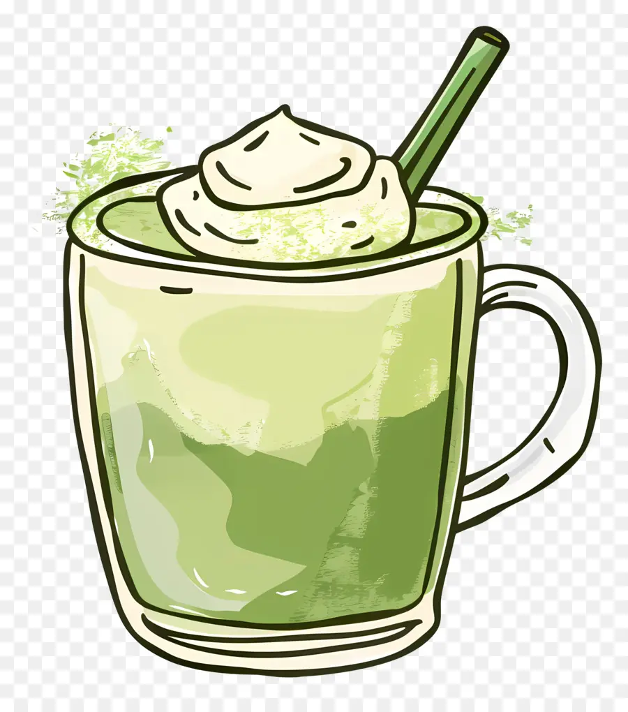 Chá Matcha，Bebida Verde PNG