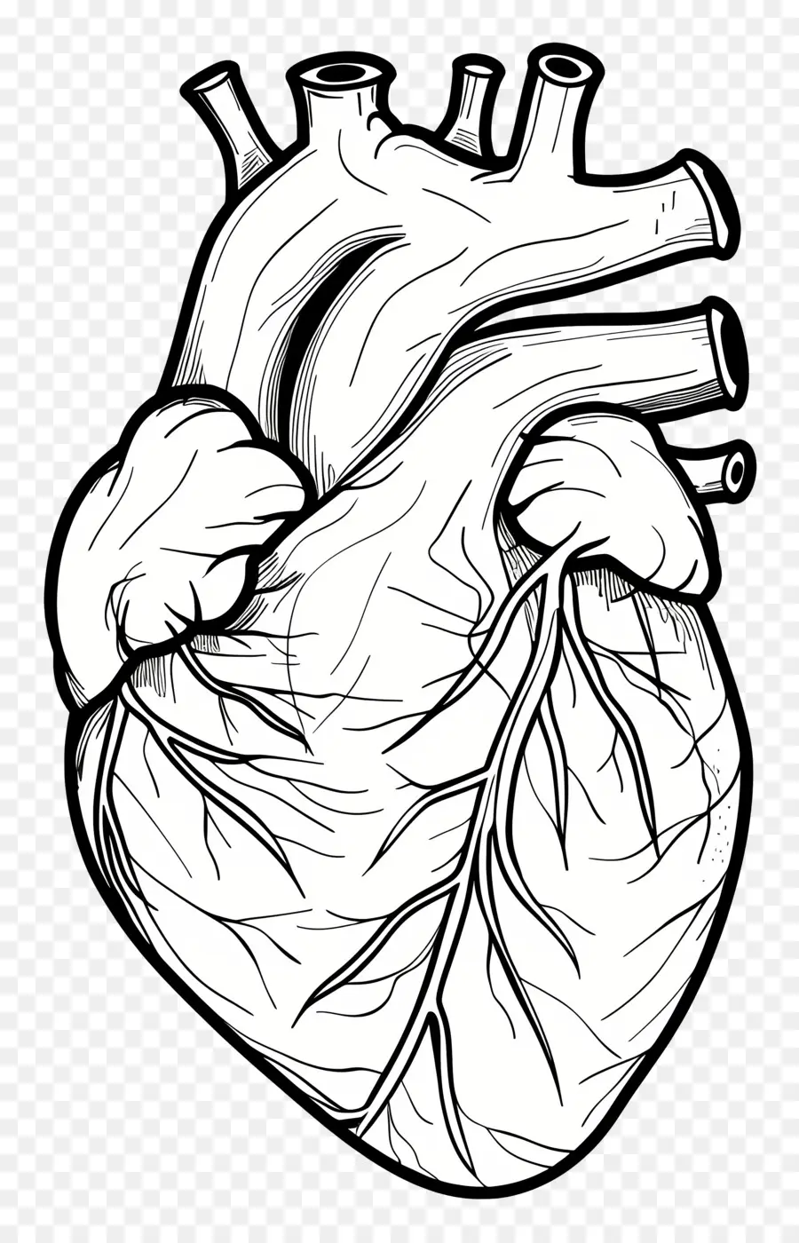 Coração Humano，Desenho A Preto E Branco PNG
