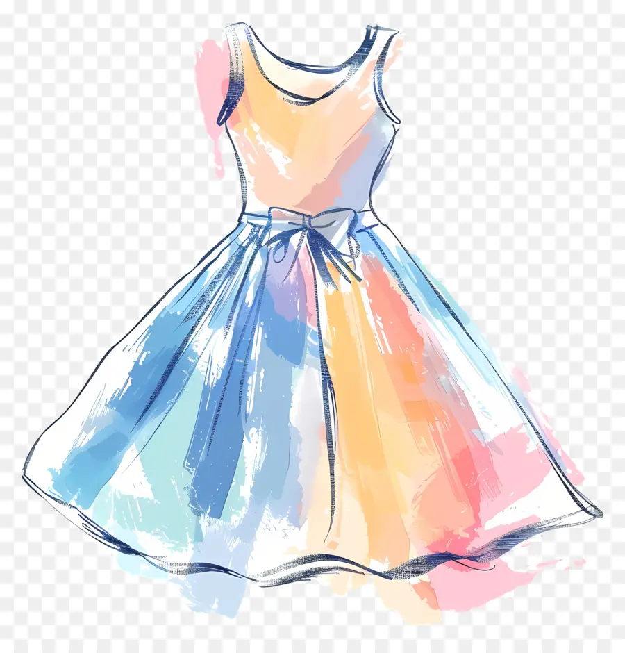 Moda Vestido，Pintura Em Aquarela PNG