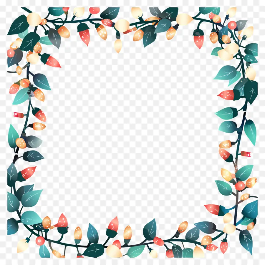 Luzes De Fadas，Floral Moldura PNG